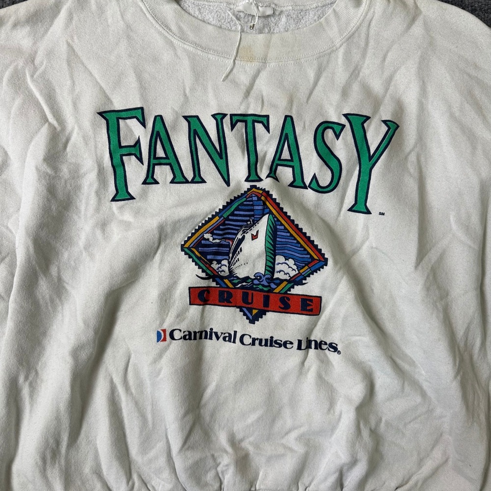 Carnival Cruise Lines Sweatshirt Mens Size XL White Fantasy Cruise Vintage 90s